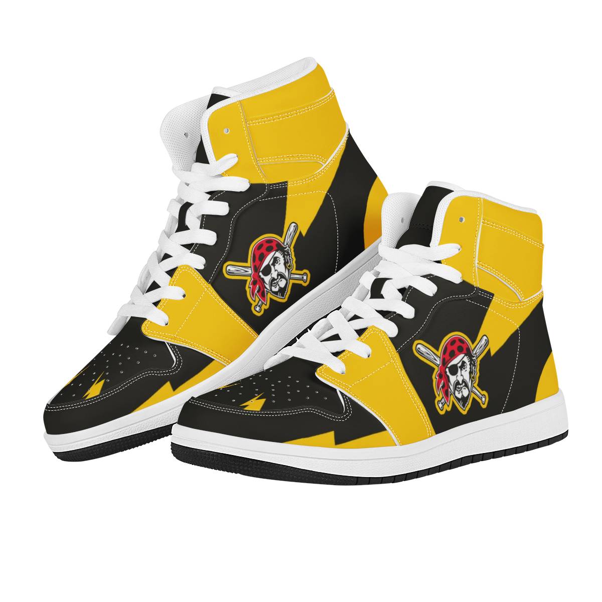 Women's Pittsburgh Pirates High Top Leather AJ1 Sneakers 001